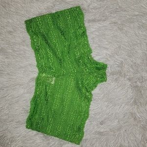 VICTORIAS SECRET BOY BRIEF MEDIUM GREEN LACY PANTIES